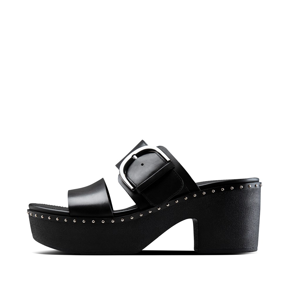 Fitflop Womens Platforms Black - Pilar Leather Slide - 57MUKVYPD